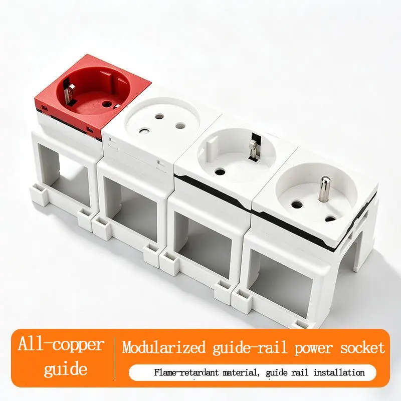 Universal Modular Socket 35mm Rail-Type Multi-Functional Removable Power Supply Adapter 10/13/16A EU UK FR IT US USB Type-c 20W