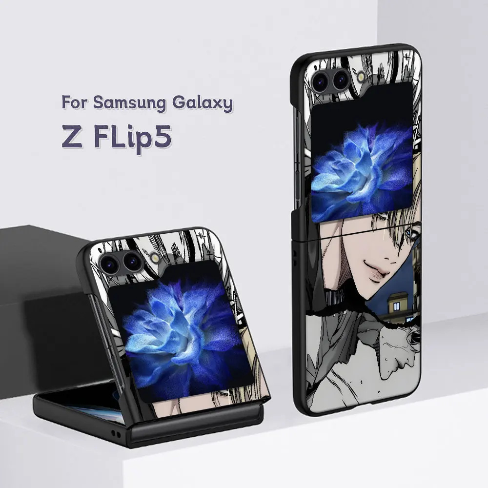 WIND BREAKER Case for Samsung Galaxy Z Flip6 Flip5 Black Phone Cover Z Flip 6 5 Hard Coque Zflip6 Zflip5 PC Shell Anime Carcasa