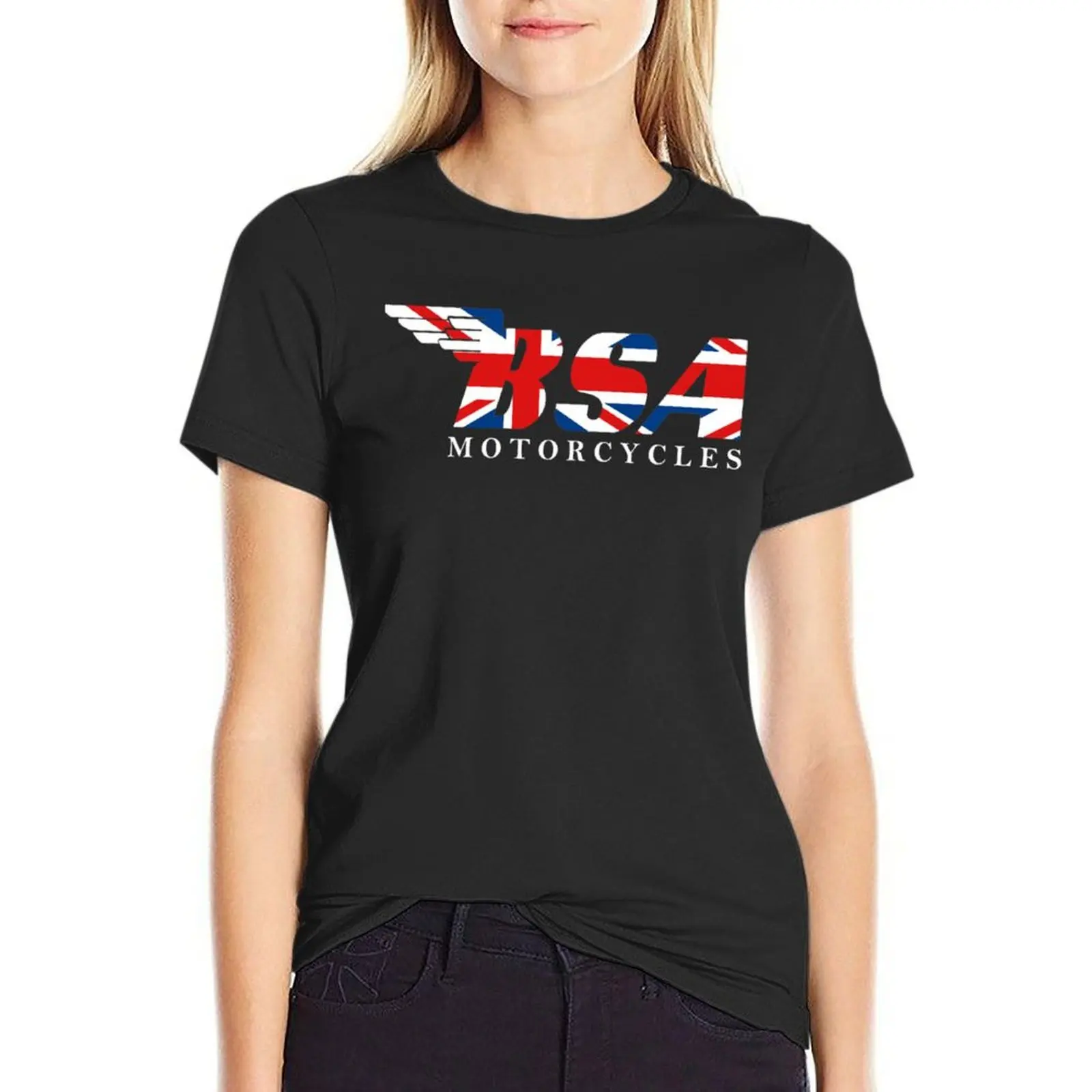 

BSA UK Flag Logo T-Shirt hippie clothes heavyweights plus size tops Women t shirt