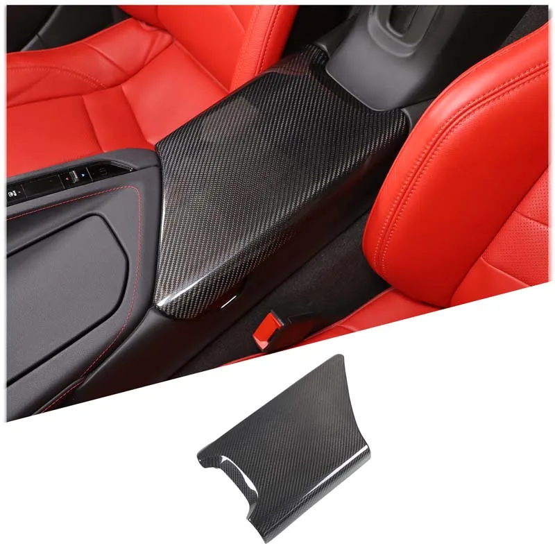 

Real Carbon Fiber Car Center Console Armrest Box Panel Protection Cover Trim For Corvette C8 Stingray Z51 Z06 2020-2024