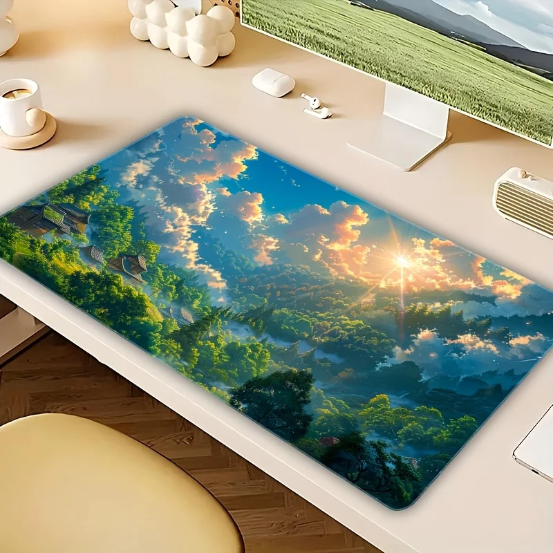 

Large Forest Cabin Sunrise Mouse Pad - High-Quality Non-Slip Rubber Base, Durable Stitched Edges