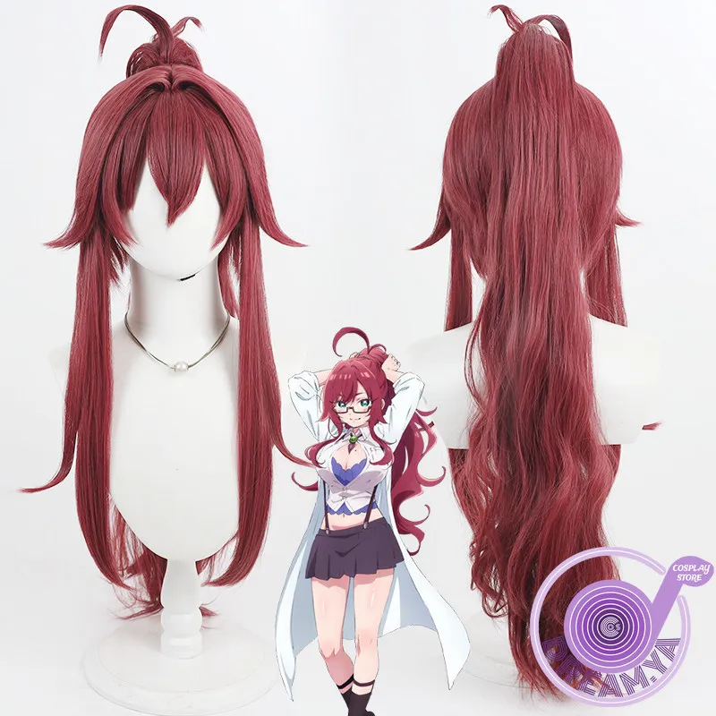 Yakuzen Kusuri Cosplay Wig 100kanojo Red Long Ponytail Heat Resistant Synthetic Hair Halloween Party Role Play Carnival +Wig Cap