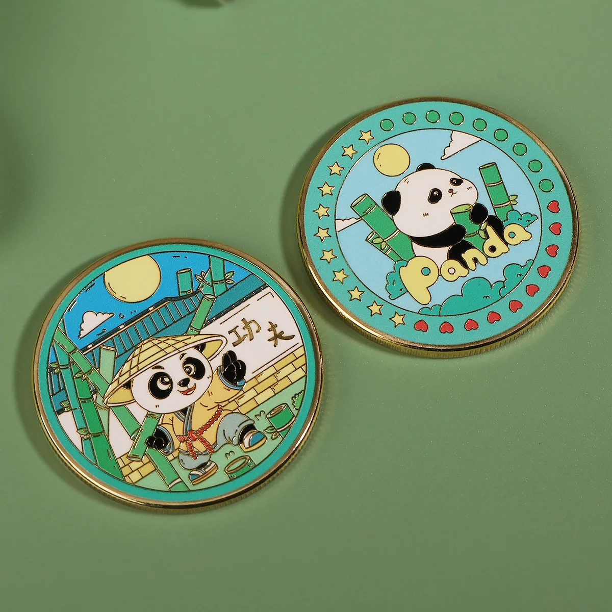 1PC Panda That Knows Kung Fu Cartoon Cute Coin Commemorative Coin Collectibles Blister Card Packaging