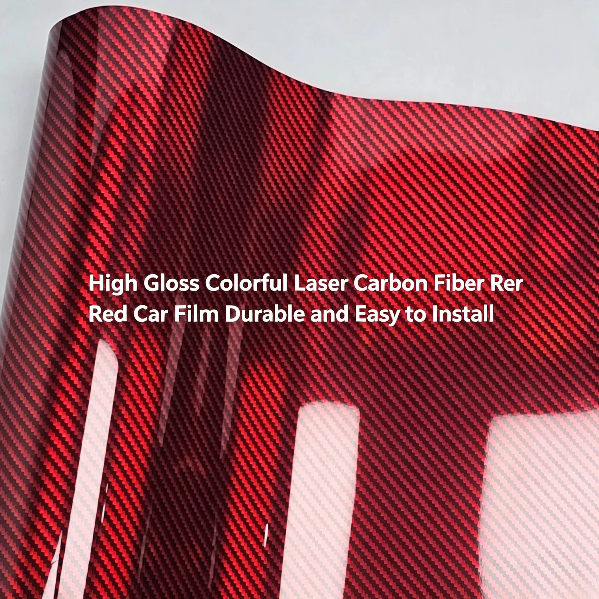 

High Gloss Colorful Laser Carbon Fiber Red Exterior Car Stickers Automotive Sticker Adhesive Vinyl for Car Wrap Vinyl Decal Film