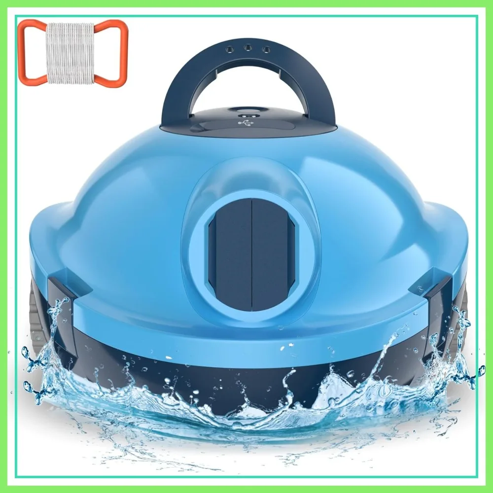 Cordless Robotic Pool Cleaner, 120 Mins Runtime, Strong Suction, Self-Parking, Lightweight for Above/Inground Pools Up to 65ft