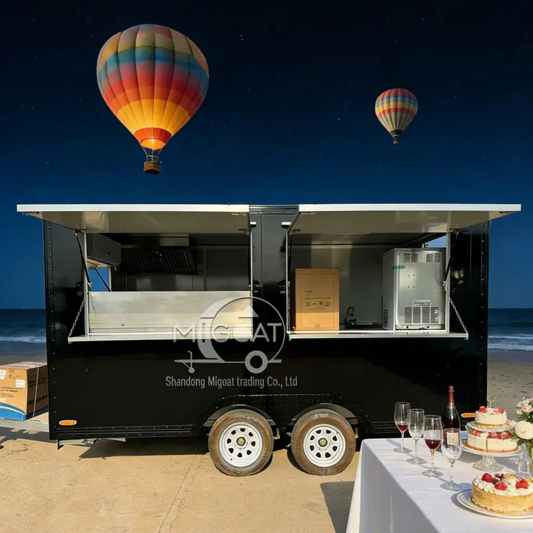 

Dual Axle Towable Mobile Food Truck Outdoor Street Fast Food Vending Cart Customizable Commercial Catering Trailer