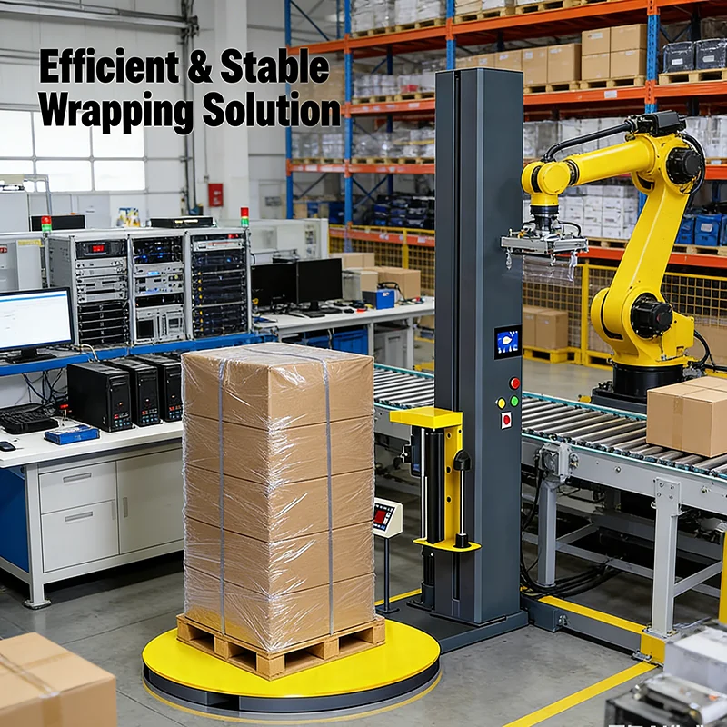 Customized Automatic Plastic Film Wrapping Machine Pallet Stretch Wrapper High Efficiency for Warehouse Logistics Shipping