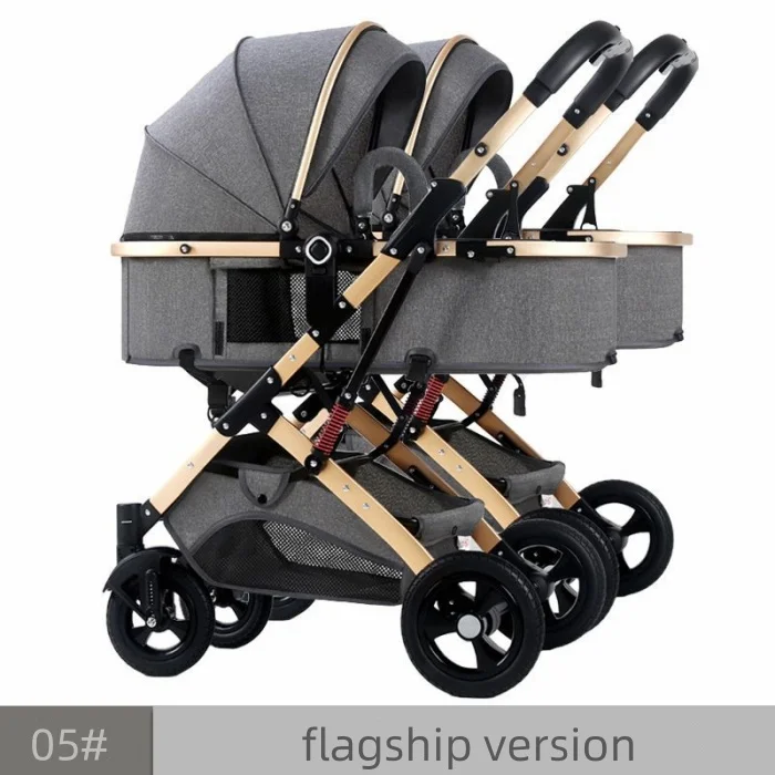 Custom Twins Baby Stroller Splitable Shock Absorption Multiple Weight Folding Sit and Lying Twin Baby Carriage Stroller