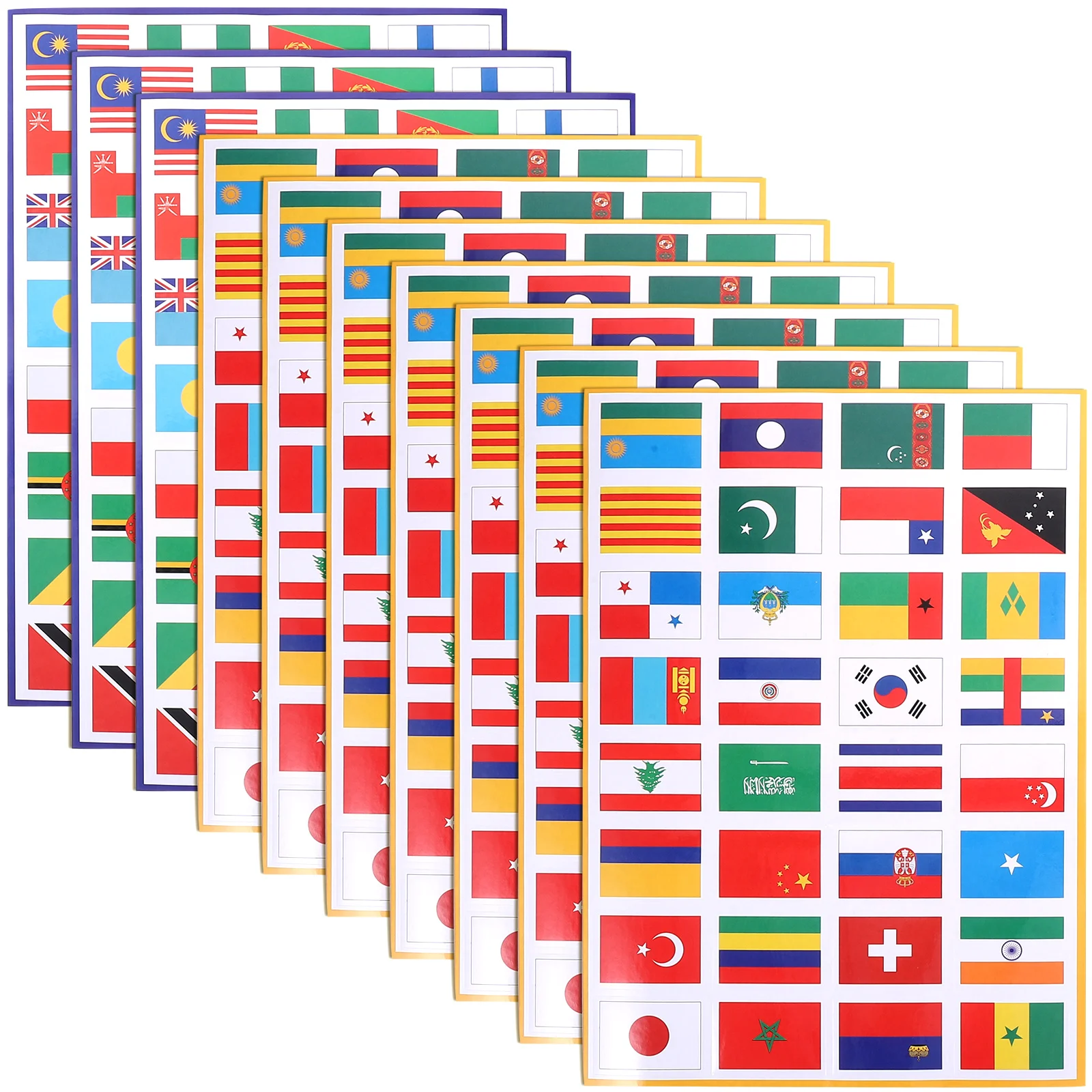 10 Sheets Mini Flags World Sticker Stickers Football Match Body Decals Self-adhesive Map of The Face Travel