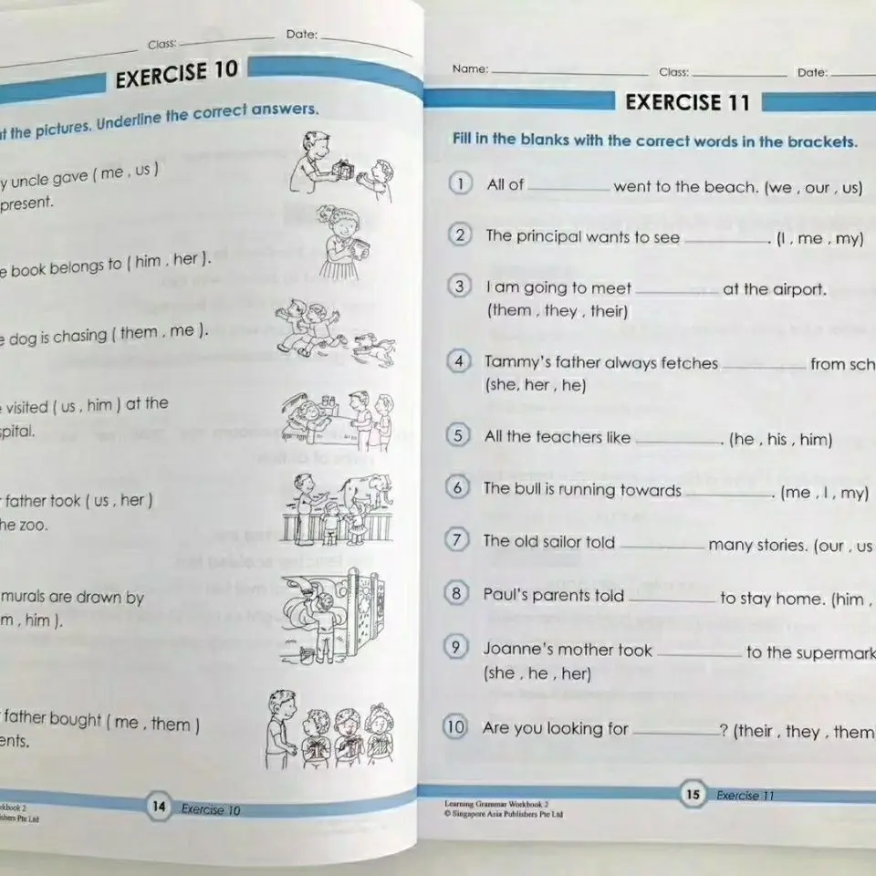 SAP Learning English Grammar Practice Workbook Grade 1-6 Singapore Primary School Grade For 7-12Ages Printing Version Book