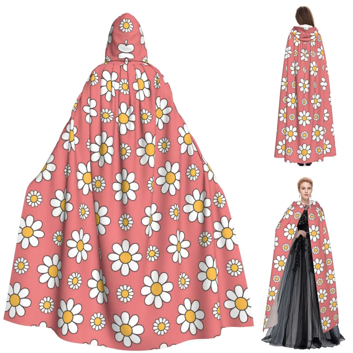 

Дейзи, Дейзи, Дейзи, Длинный плащ с капюшоном Ведьма Средневековый костюм Косплей Накидка Хэллоуин Вампир Взрослый унисекс