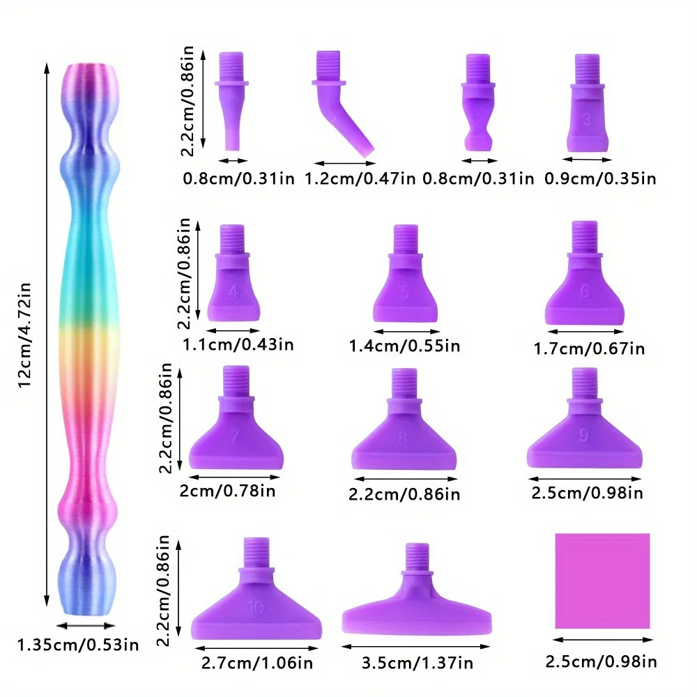 Fashion 3D Diamond Painting Pen, Colorful Diamond Art Pen With 12pcs Replacement Tips, Diamond Painting Tools Accessories New
