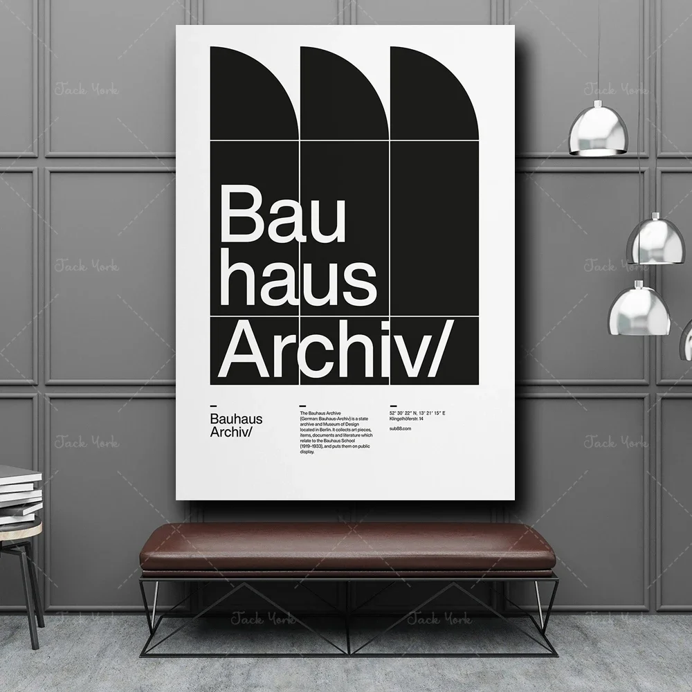 Bauhaus Archiv Helvetica Typographic Poster Digital Print Minimalist modern Wall Art For Living Room Home Decor