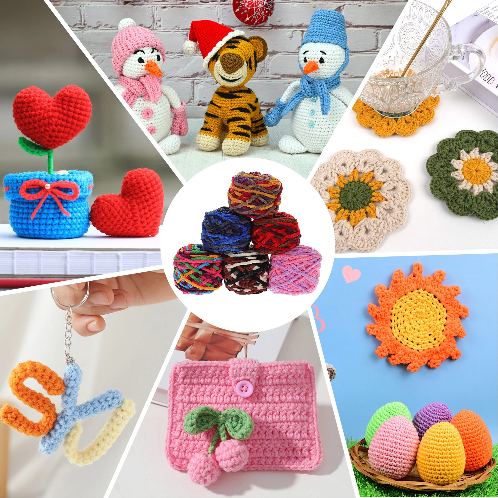 

6 Rolls Bulky Yarn Hand Crochet Chunky for Crafts Hand-crocheted Crocheting Thread Thick