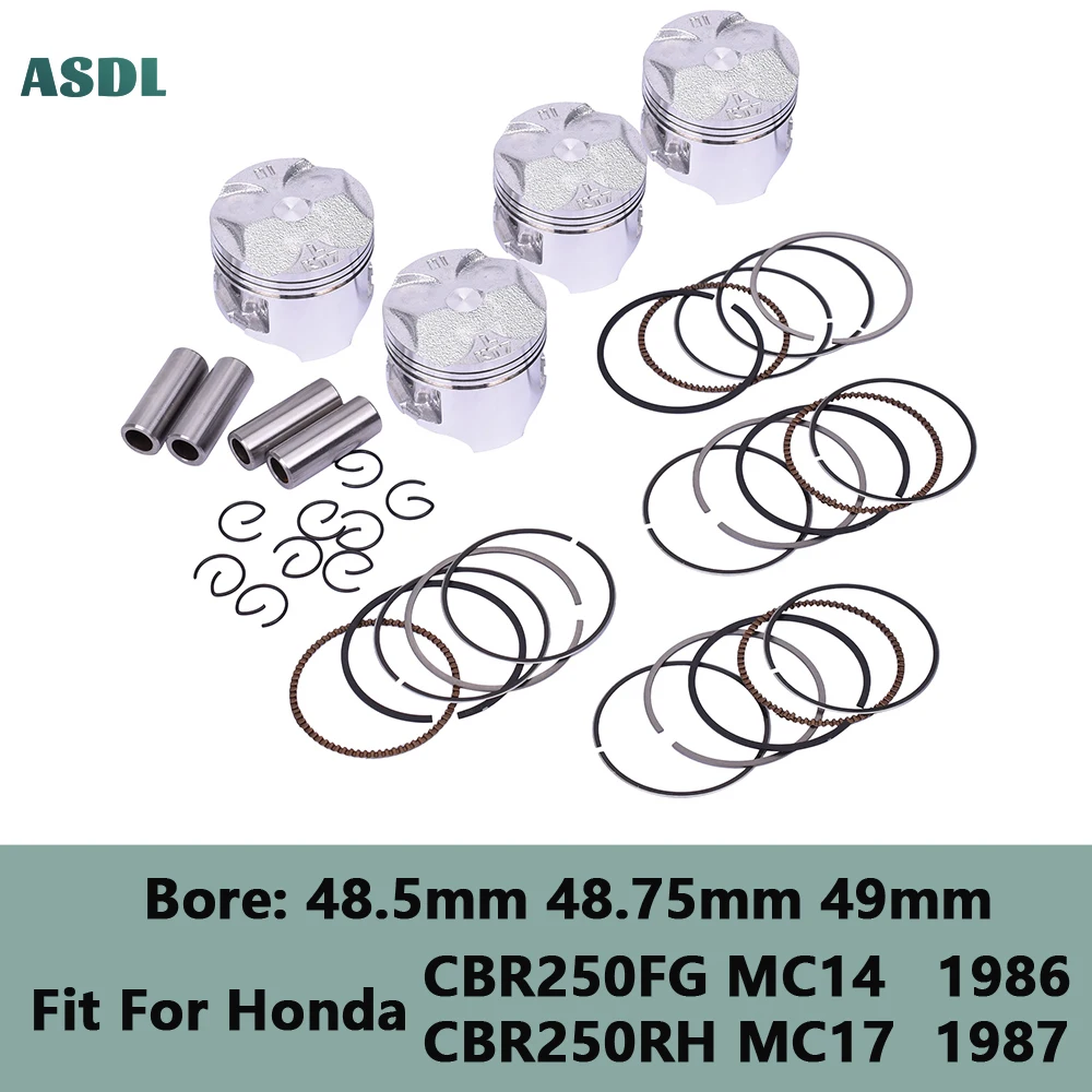 

For Honda CBR 250 Motorcycle Engine Piston Rings Set CBR250FG MC14 1986 CBR250RH MC17 1987 4set 48.5mm 48.75mm 49mm STD ~ +50