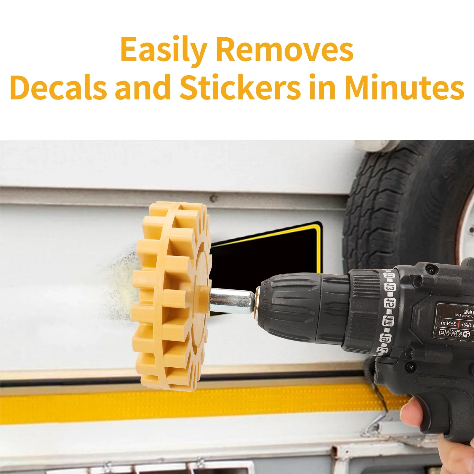Rubber Eraser Wheel for Drill, Adhesive Remover Tool for Car Vinyl Sticker Decal Paint Residue Removal Accessory