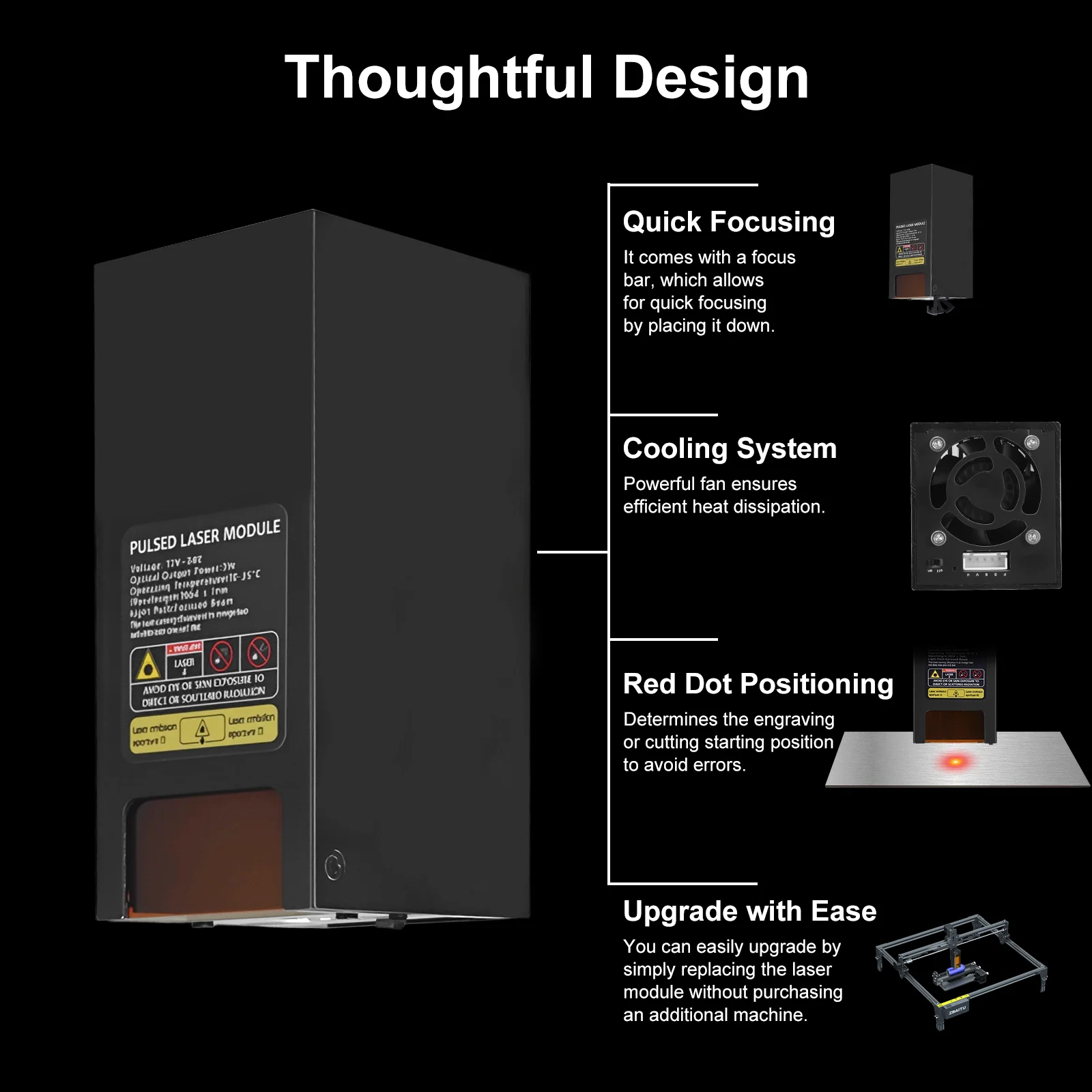 وحدة الليزر النبضية رأس الليزر 1064nm الأشعة تحت الحمراء 2 واط الخشب المعدني الاكريليك قطع النقش بالليزر 0.03 مللي متر بقعة الليزر النقش بالليزر #5
