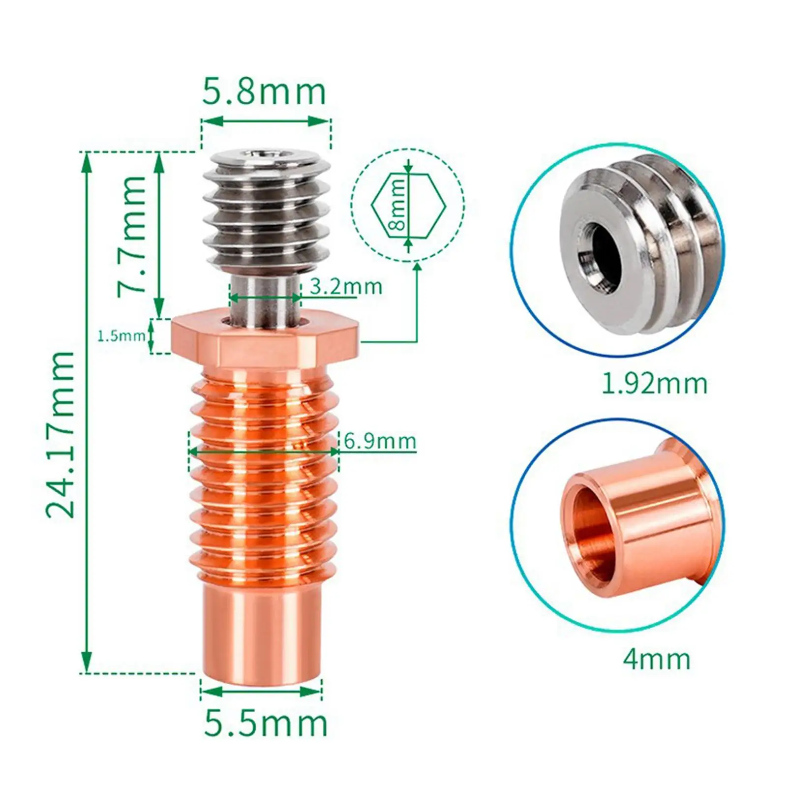 Warmte Hot End Keelbuis Bestand tegen hoge temperaturen Vervanging Extruder Printer