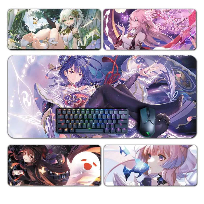 

Genshin Impact Mouse Pads Raiden Shogun Nilou Nahida Hu Tao Mousepad Genshin Computer Pad Anime PC Gaming Accessories Desk Mat