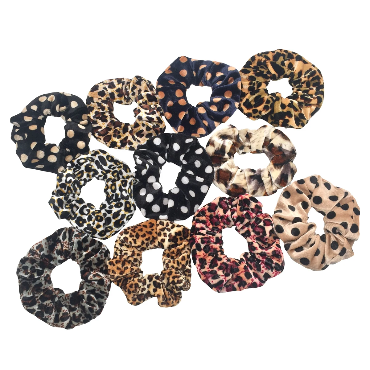 6pcs/lot Velvet Scrunchie Elastic Hair Bands Print Dot Leopard Color Headband Holder Hair Ties Accessoires Scrunchy Headwear