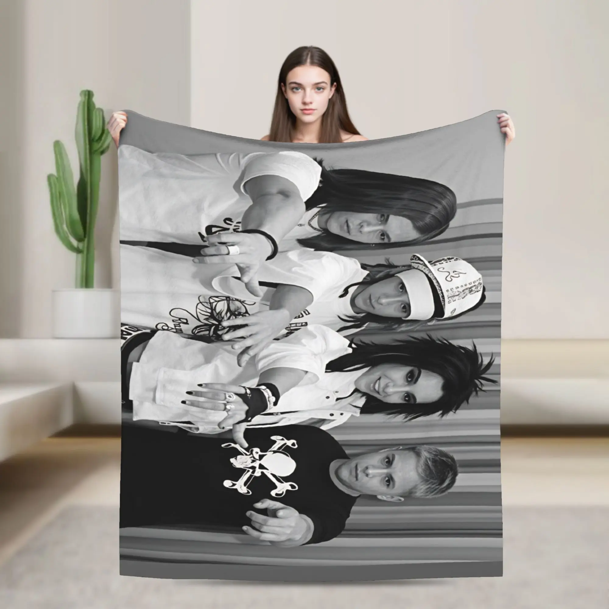 Tokio Hotel Bill Tom Kaulitz  Blanket Pattern Plush Bedding Throws For Home Decor Airplane Travel Flannel Bedspread Bed Cover