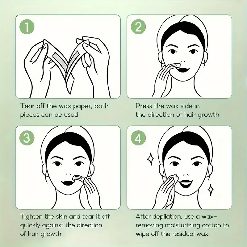 شرائط شمع مزيل الشعر لإزالة الشعر، شرائط شمع باردة للوجه والرقبة والذراع والساق وأدوات تجميل الجسم