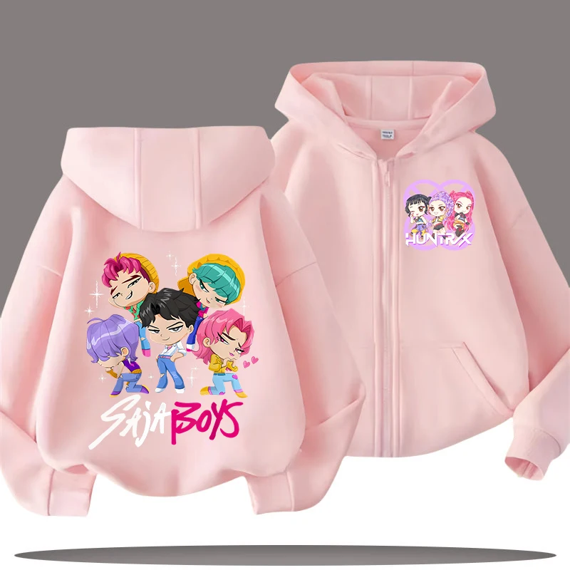 سويت شيرت بغطاء للرأس للأطفال - قميص كاجوال للفتيات من K-pop Demon Hunters - قميص رياضي للأولاد - طباعة كرتونية - معطف خريف/شتاء