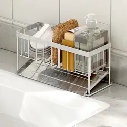 Kitchen Sink Organizer Slope Design Sponge Dishcloth Drainer Multifunctional Kitchen Countertop Storage Shelf Home Supply