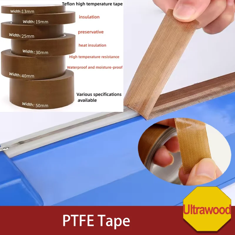 

High Temperature Resistant Tape 300 Degrees PTFE Cloth Heat Insulation Sealing Machine Adhesive Sealing Tape 0.13/0.18mm 10M