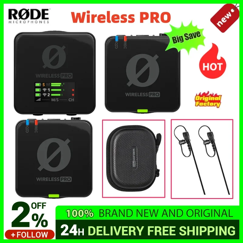 RODE Microfono Inalambrico PRO Para Personas Dispositivo Grabador Sistema Solapa Para Telefonos Inteligentes Camaras Portatiles