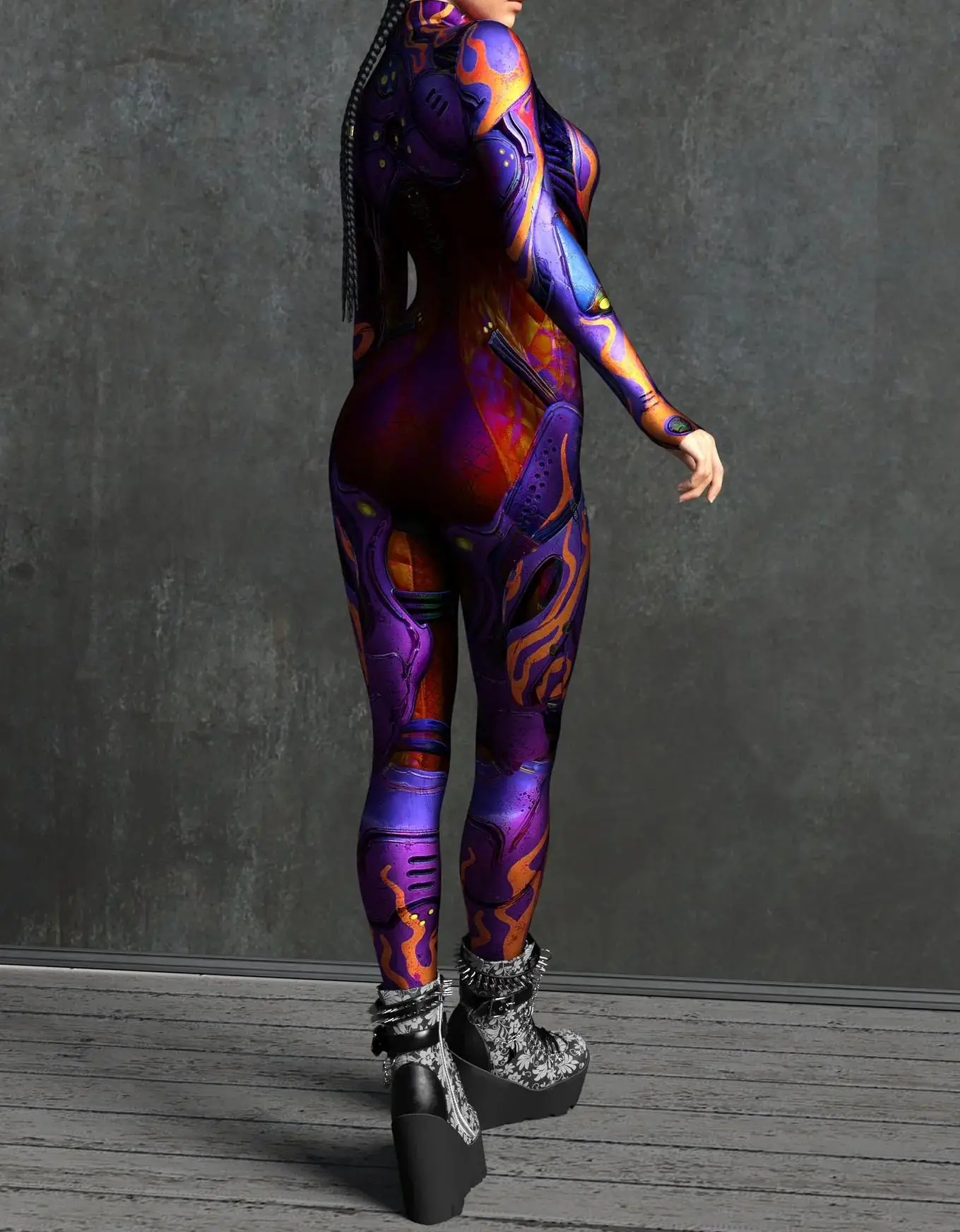 Cooles mechanisches Rüstungs-Cosplay-Kostüm für Frauen, Punk-Bodysuit, elastischer Jumpsuit für Feiertagspartys, ausgefallene Aerial-Yoga-Auftritte, Catsuit – Detail 17