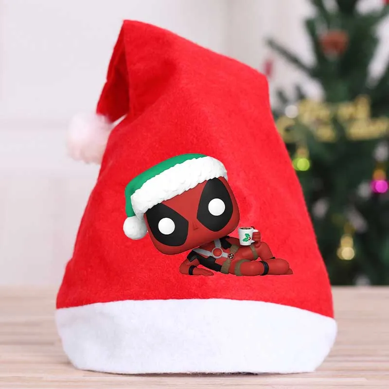 Deadpool Wolverine 2024 Christmas Hat Gift Bag Movie Cartoon Ornament Holiday Party Hat Adult Kids Home Xmas Decoration Cap Gift