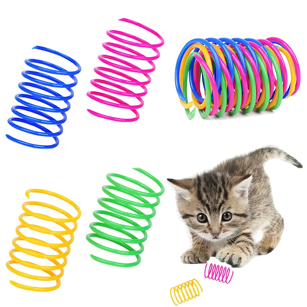 

4/100Pcs Cat Spring Toy, Cat Spiral Toys Interactive for Indoor Colorful Cats Plastic Springs Coil for Kitten Hunting Swatting