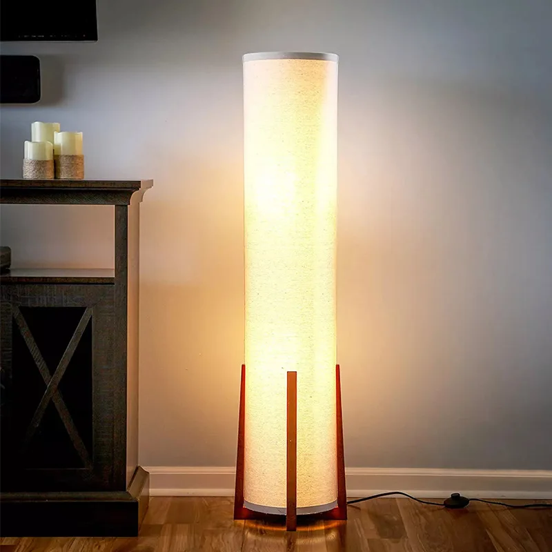 Nordic Fabric Floor Lamp Japanese Desk Lamp For Living Room Study Reading Light Bedroom Bedside