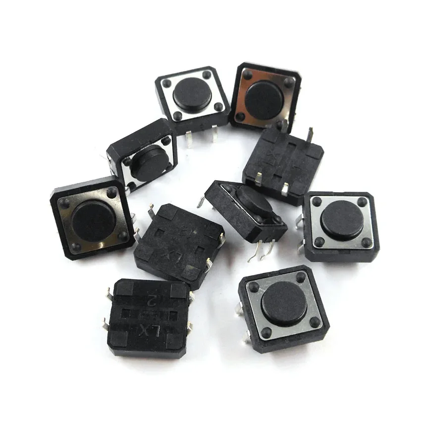 12*12*4.5mm Button Switch Copper 4-pin 4 Foot Direct Plug-in 12 X 12 X 4.5  Small Switches 10pcs/lot