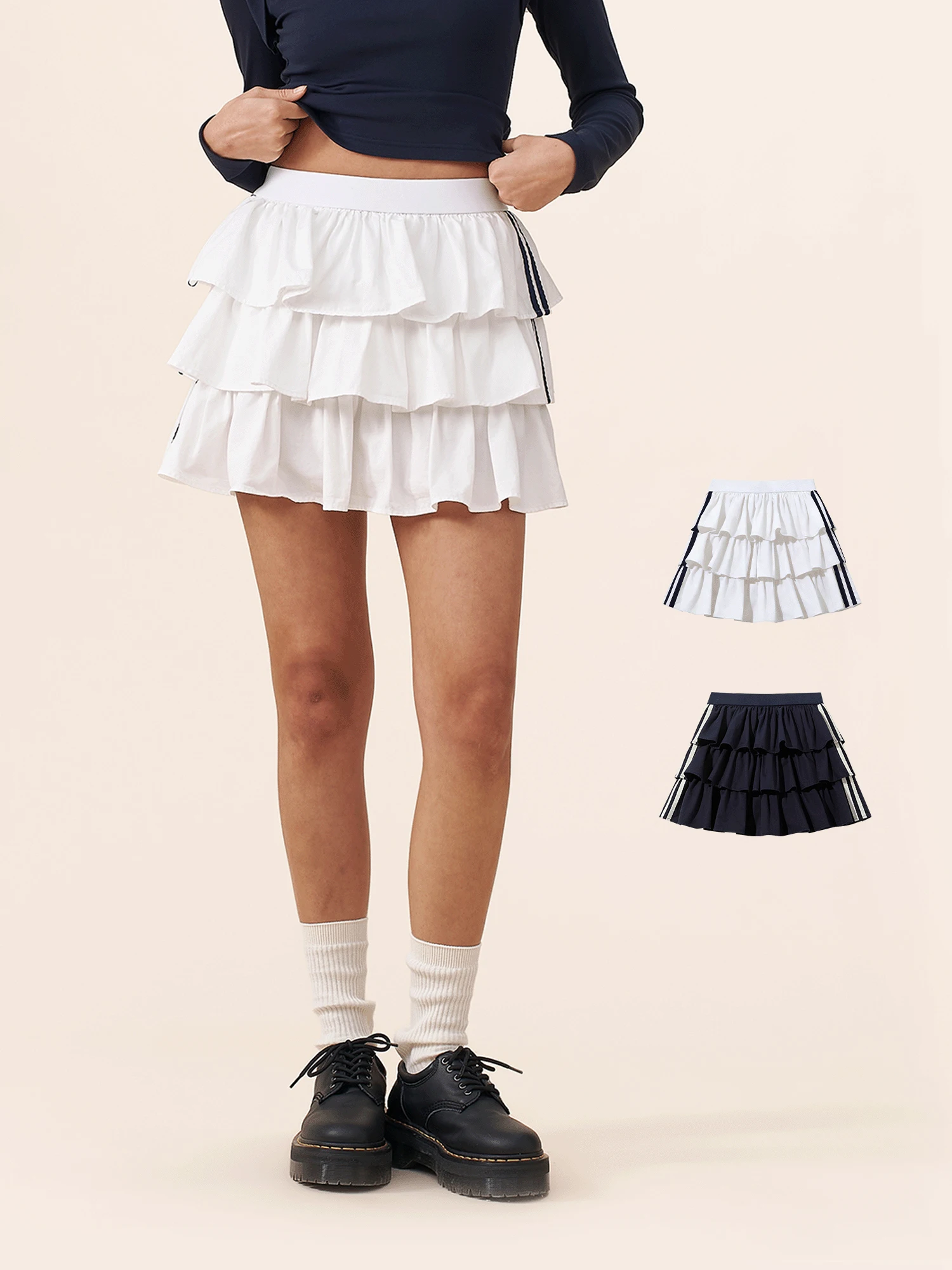 

Yescci Multi-Layer Lace Trim White f Skirt A-Line Cake Skirt Slimming Women's Cotton Elastic Waist Spring 2026 New Sle