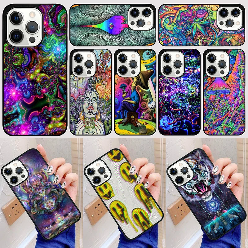 Colourful Psychedelic Trippy Art Funny Phone Case Back Cover for iPhone 16 15 SE2020 14 13 11 12 Pro Max mini XS XR X PlusS