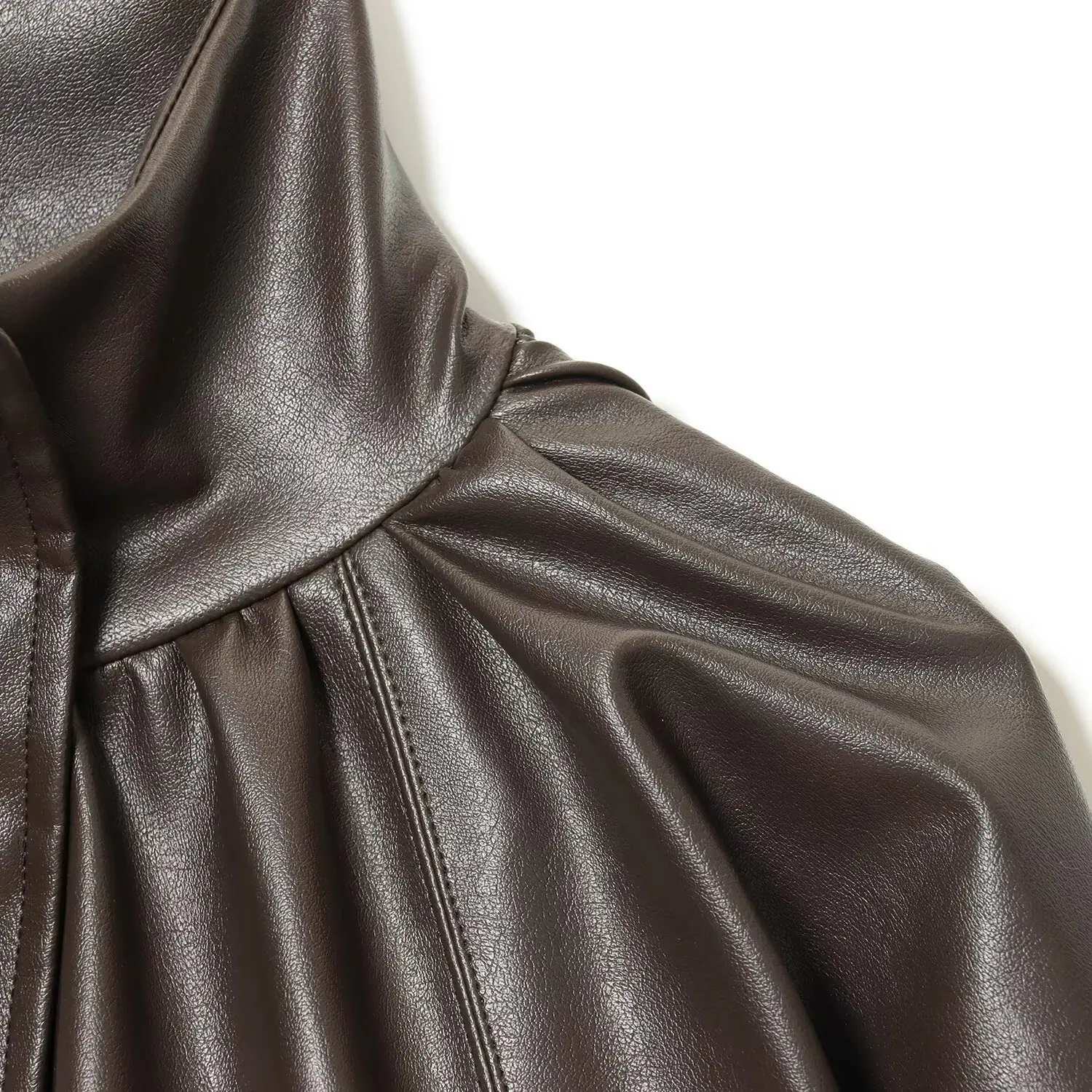 معطف Jaet ذو تأثير جلدي أنيق للنساء لخريف جديد من جلد البولي يوريثان ملابس خارجية متعددة الاستخدامات بسحاب للإغلاق... #3