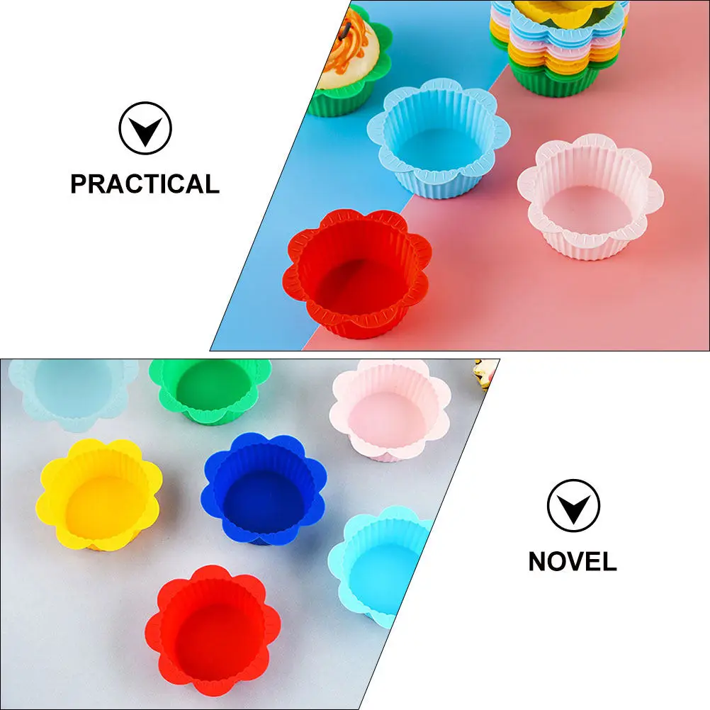 18Pcs Silicone Cupcake Molds Flower Design Reusable Baking Cups Nonstick Easy Release Smooth Lines for Family Cupcake Making Fun