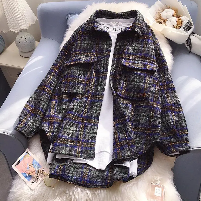 

Women's Loose Vintage Top Autumn New Mid-length Casual Shirt Jacket