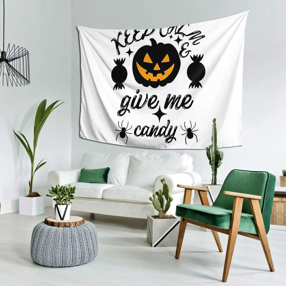 Keep Calm And Gave Me Candy For Halloween Tapestry Funny Wall Hanging Aesthetic Home Decoration Tapestries for Bedroom Dorm Room