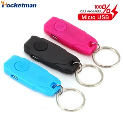 Mini Keychain LED Flashlight Portable USB Rechargeable Torch Pet Colored Outdoor Emergency LED Light For Cycling Walking Jogging