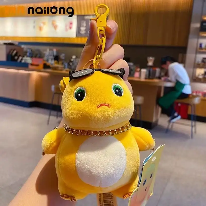 12cm Nailong Plush Milk Dragon Doll Sunglasses Bib Backpack Toy Soft Pendant Gift For Children
