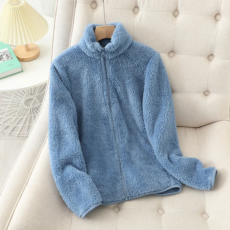 Women\'s Fleece Coat Winter Warm Thicken Jacket Two-Sided Wear Double-Sided Velvet Coral Fleece Coats Polar Fleece Jackets