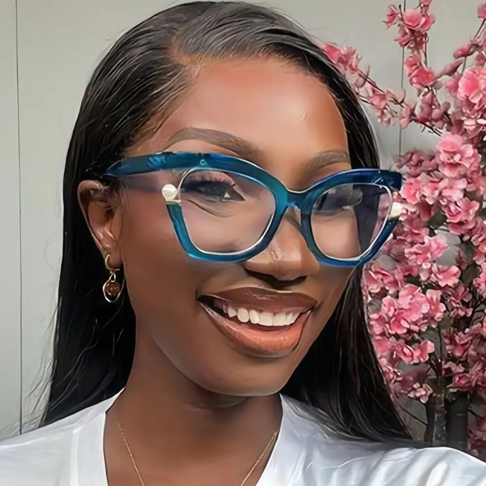 Pearl Decorative Cat Eye Reading Glasses Purple Vintage Rainbow Gradient Eyeglasses Frame High Quality Candy Color