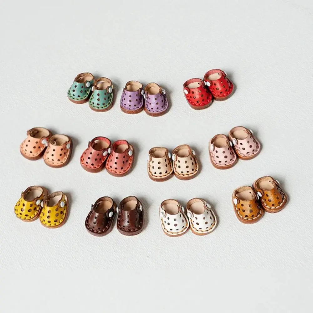 Ob11 Shoes Cowhide Handmade Casual Hole Shoes Doll Shoes for Obitsu 11, YMY, GSC Body, Body9, 1/12bjd Doll Accessories