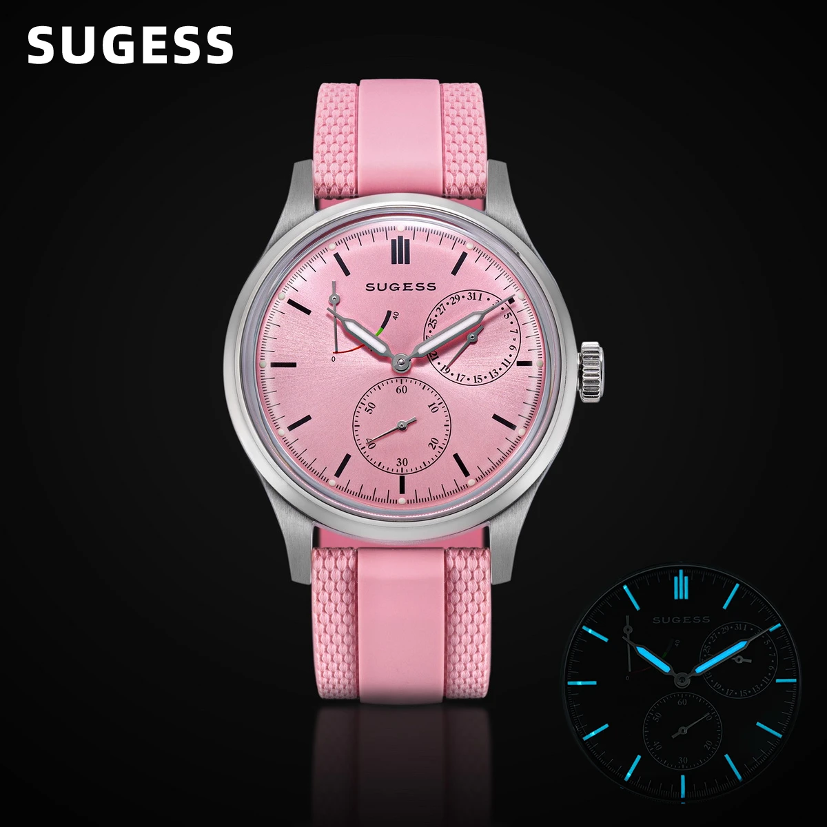 Sugess Men Watch Automatic Mechanical ST1787 Movement Ultra Thin Geneva Stripes Casual Colorful Woman Wristwatches S458 New