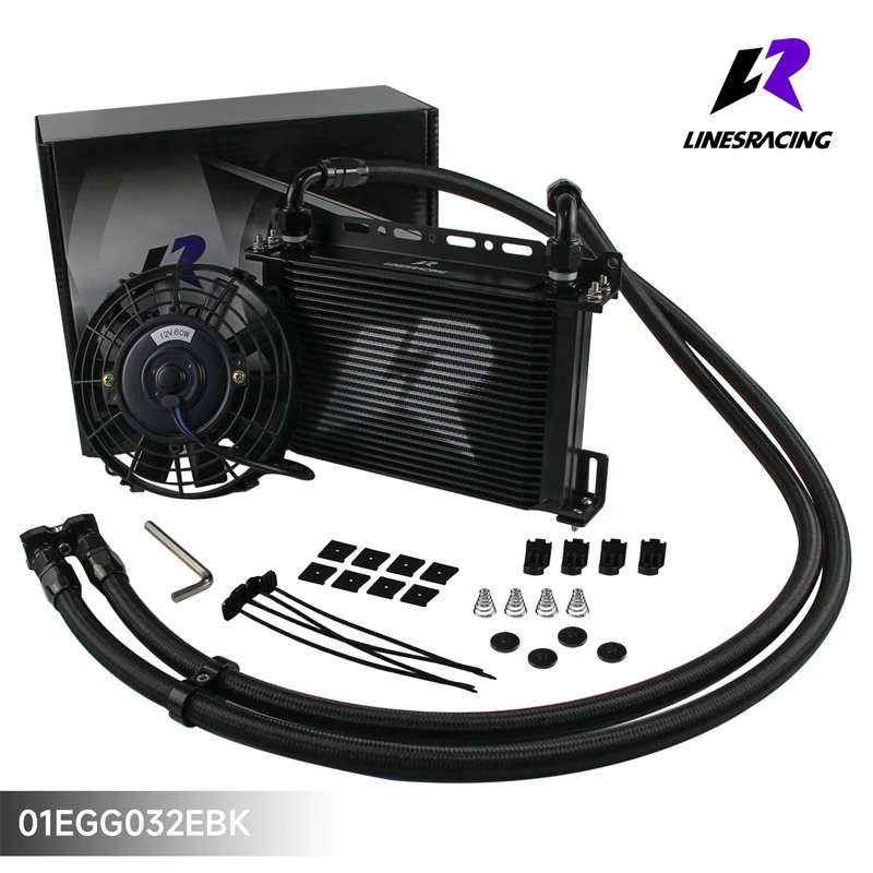 

25 Row Oil Cooler AN10 +7" Fan Adapter w/ Bracket Kit For BMW E82 135i E36 M3-Euro E46 M3 E90 E92 E93 335i 07-12 Black