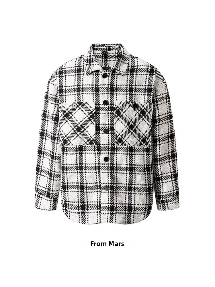 

Пальто свободного кроя с длинными рукавами в стиле ретро, с клетчатым воротником и цветовыми блоками, верхняя одежда для пар, осенне-зимняя мода