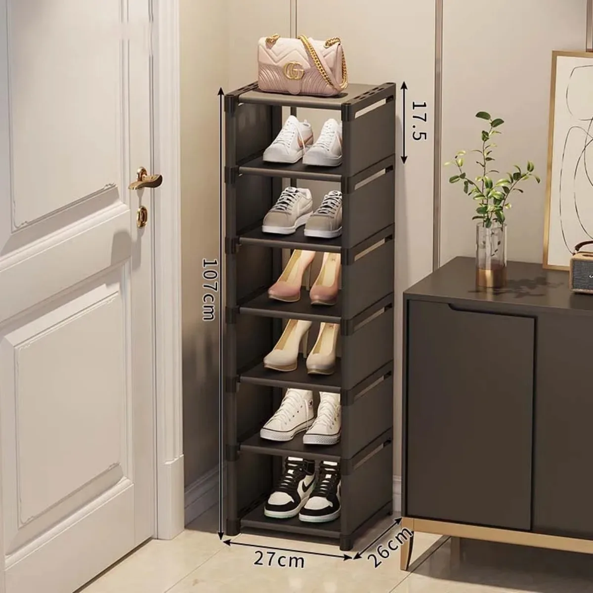 Shoe Rack Storage Organizer 4-8layer Shoe Cabinets Shoes Storage Rack Space Saving Sneakers Organizer Wall Corner Shoes Shelf